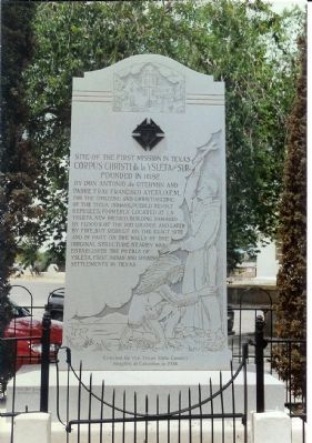 Site Of The First Mission In Texas Marker image. Click for full size.