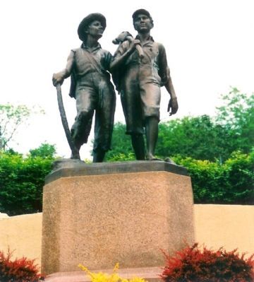 Tom Sawyer and Huck Finn at the Foot of Cardiff Hill Marker image. Click for full size.