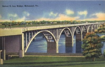 Old Postcard Photograph of the original Robert E. Lee Bridge image. Click for full size.