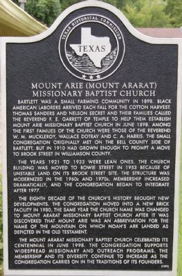 Mount Arie (Mount Ararat) Missionary Baptist Church Marker image. Click for full size.
