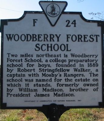 Woodberry Forest School Marker. Click for full size. Woodberry Forest School Marker image. Click for full size.