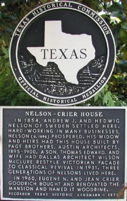 Nelson-Crier House Marker image. Click for full size.