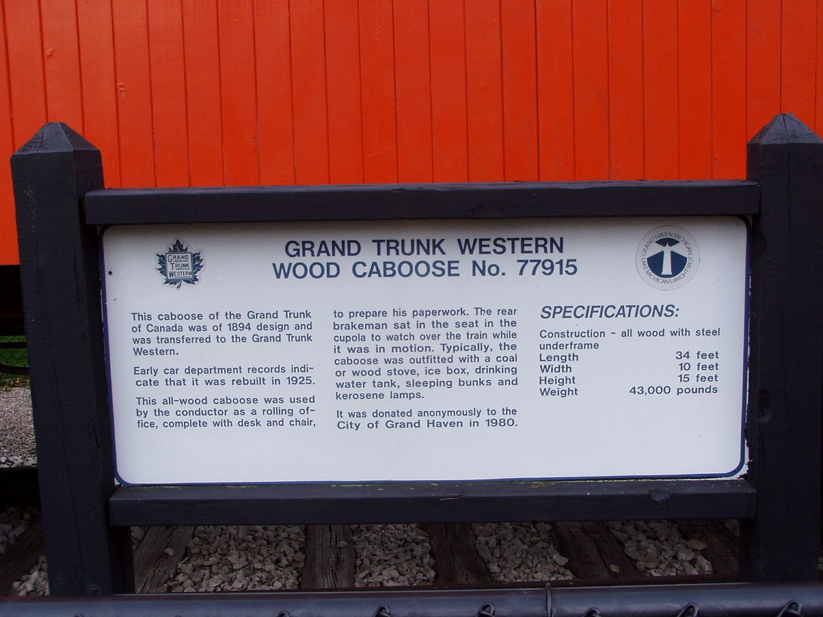 Grand Trunk Western, Wood Caboose No. 77915 Marker