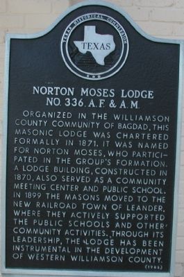 Norton Moses Lodge No. 336, A.F. & A.M. Marker. Click for full size. Norton Moses Lodge No. 336, A.F. & A.M. Marker image. Click for full size.