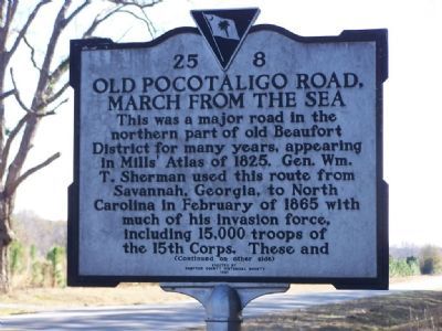 Old Pocotaligo Road, March from the Sea Marker image. Click for full size.