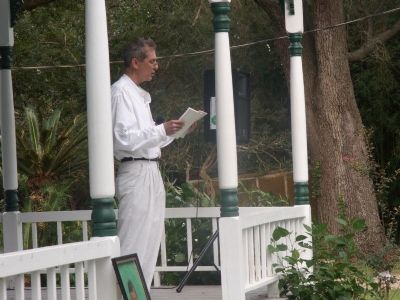 Author Stephen Chism on the porch image. Click for full size.