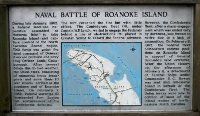 Naval Battle of Roanoke Island Marker image. Click for more information.