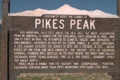 Southwest Rises The Summit of Pikes Peak Marker image. Click for full size.