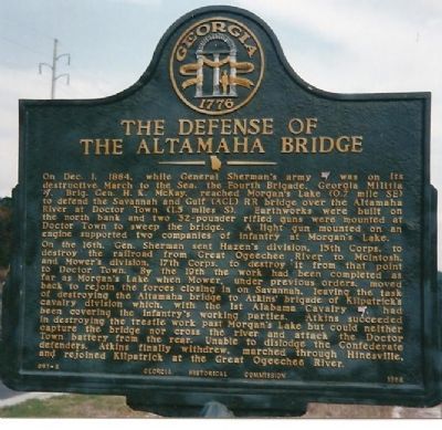 The Defense of the Altamaha Bridge Marker image. Click for full size.