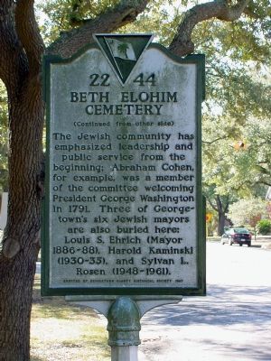 Beth Elohim Cemetery Marker, Side 2 image. Click for full size.