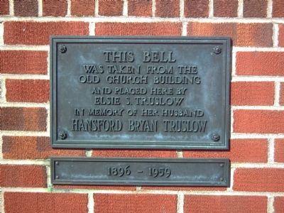 Original Bell of Hulls Memorial Baptist Church Marker. Click for full size. Original Bell of Hulls Memorial Baptist Church Marker image. Click for full size.