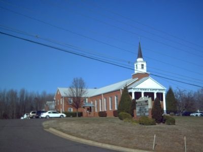 Hulls Memorial Baptist Church and Original Bell Marker image. Click for full size.