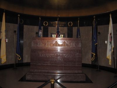 Lincoln's headstone inside the Tomb. Click for full size. Lincoln's headstone inside the Tomb image. Click for full size.