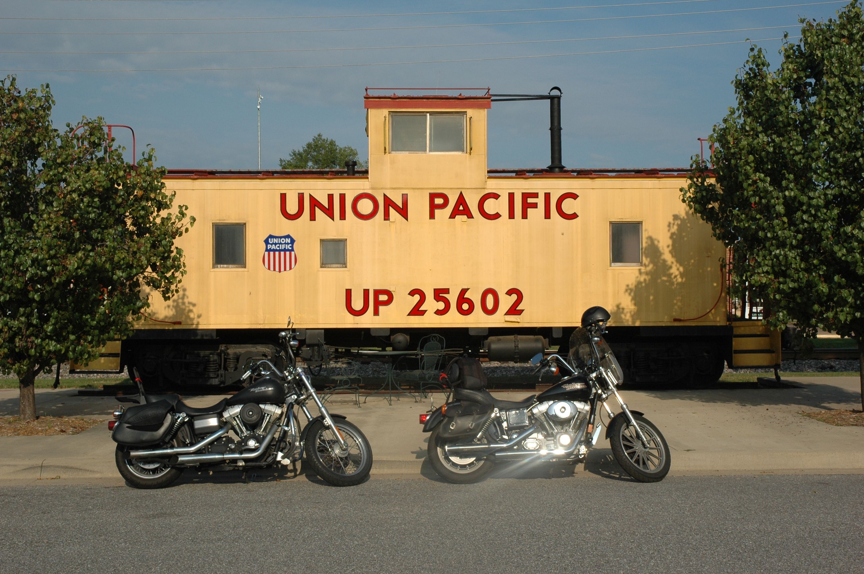 Union Pacific Caboose Next to Marker