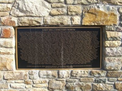 East Hill Cemetery North Marker <i>(Rightmost of three markers)</i>. Click for full size. East Hill Cemetery North Marker <i>(Rightmost of three markers)</i> image. Click for full size.
