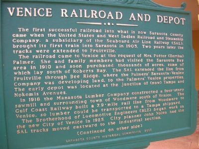 Venice Railroad and Depot Marker image. Click for full size.