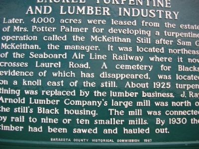 Laurel Turpentine and Lumber Industry Marker Reverse image. Click for full size.