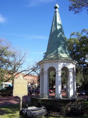 The bell now hangs in a replica bell tower located just east of City Hall on Bay Street. image. Click for full size.