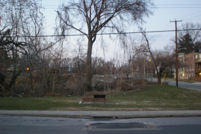 The marker, as seen looking north across Frederick Road image. Click for full size.