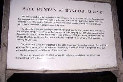 Paul Bunyan of Bangor, Maine Marker. Click for full size. Paul Bunyan of Bangor, Maine Marker image. Click for full size.