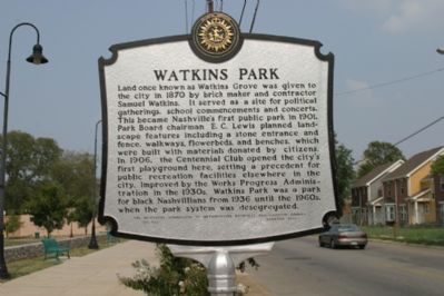 Watkins Park Marker. Click for full size. Watkins Park Marker image. Click for full size.