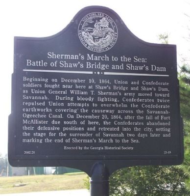 Sherman's March To The Sea: Shaw's Bridge and Shaw's Dam image. Click for full size.