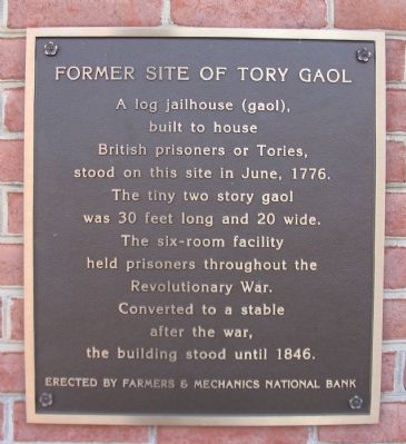 Former Site of Tory Gaol Marker. Click for full size. Former Site of Tory Gaol Marker image. Click for full size.