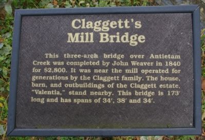 Claggett's Mill Bridge Marker image. Click for full size.