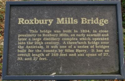 Roxbury Mills Bridge Marker image. Click for full size.