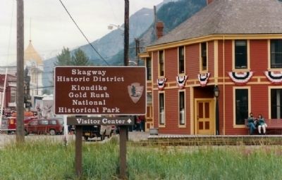 View into downtown Skagway from the Centennial Plaza image. Click for full size.