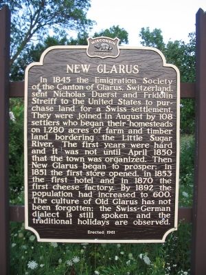 New Glarus Marker. Click for full size. New Glarus Marker image. Click for full size.