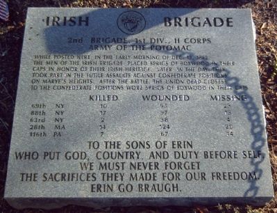 Irish Brigade Marker. Click for full size. Irish Brigade Marker image. Click for full size.