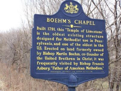 Boehm's Chapel Marker. Click for full size. Boehm's Chapel Marker image. Click for full size.