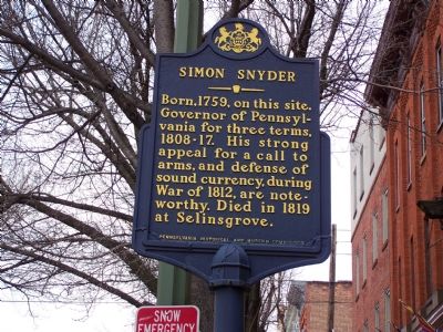 Simon Snyder Marker. Click for full size. Simon Snyder Marker image. Click for full size.