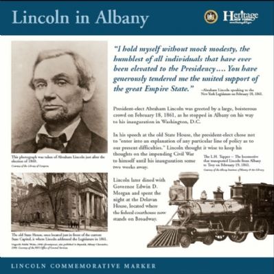 Lincoln in Albany Commemorative Marker image. Click for full size.