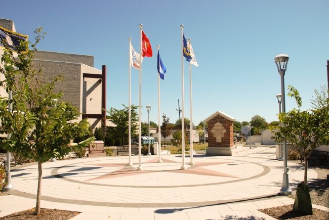 The Veterans Memorial Plaza and National Guard Armory Marker image. Click for full size.