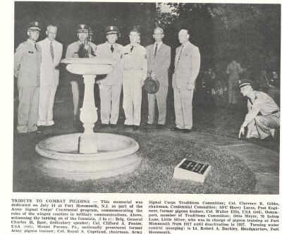 Newspaper article on Pigeon Memorial Dedication Ceremony. Click for full size. Newspaper article on Pigeon Memorial Dedication Ceremony image. Click for full size.