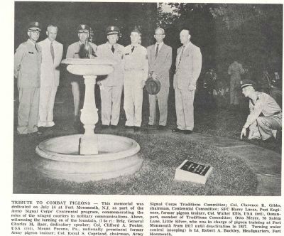 Newspaper article on Pigeon Memorial Dedication Ceremony image. Click for full size.