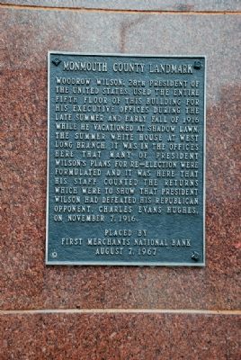 President Wilson's Asbury Park Executive Offices Marker image. Click for full size.