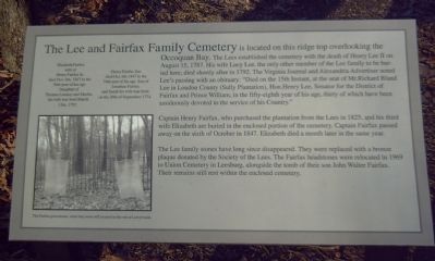The Lee and Fairfax Family Cemetery Marker. Click for full size. The Lee and Fairfax Family Cemetery Marker image. Click for full size.