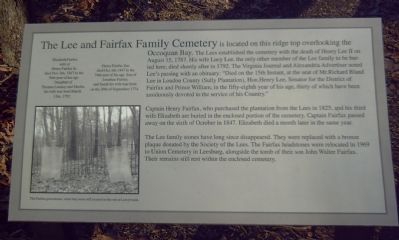 The Lee and Fairfax Family Cemetery Marker image. Click for full size.