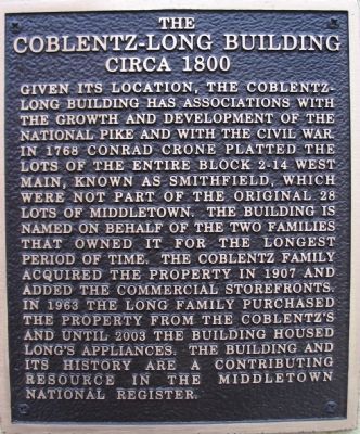 The Coblentz-Long Building Marker. Click for full size. The Coblentz-Long Building Marker image. Click for full size.