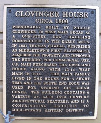 Clovinger House Marker image. Click for full size.