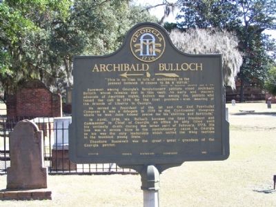 Archibald Bulloch Marker. Click for full size. Archibald Bulloch Marker image. Click for full size.