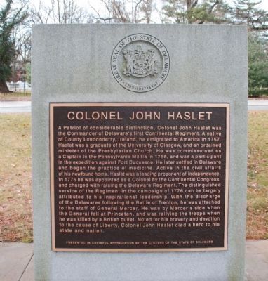 Colonel John Haslet Marker image. Click for full size.