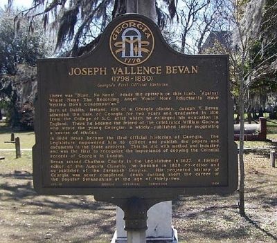 Joseph Vallence Bevan (1798-1830) Marker. Click for full size. Joseph Vallence Bevan (1798-1830) Marker image. Click for full size.