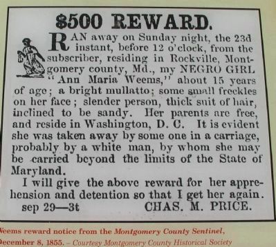Weems Reward Notice. Click for full size. Weems Reward Notice image. Click for full size.