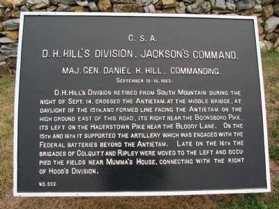 D.H. Hill's Division, Jackson's Command Marker image. Click for full size.