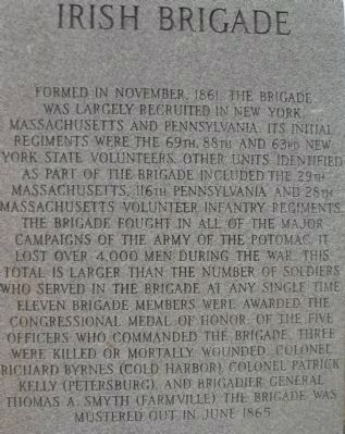 Right Side of Irish Brigade Monument image. Click for full size.