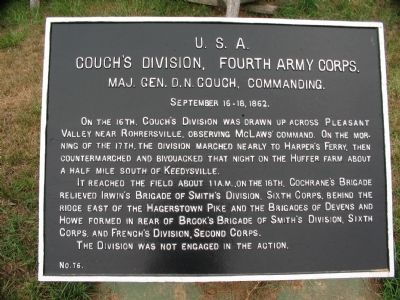 Couch's Division, Fourth Army Corps Marker. Click for full size. Couch's Division, Fourth Army Corps Marker image. Click for full size.